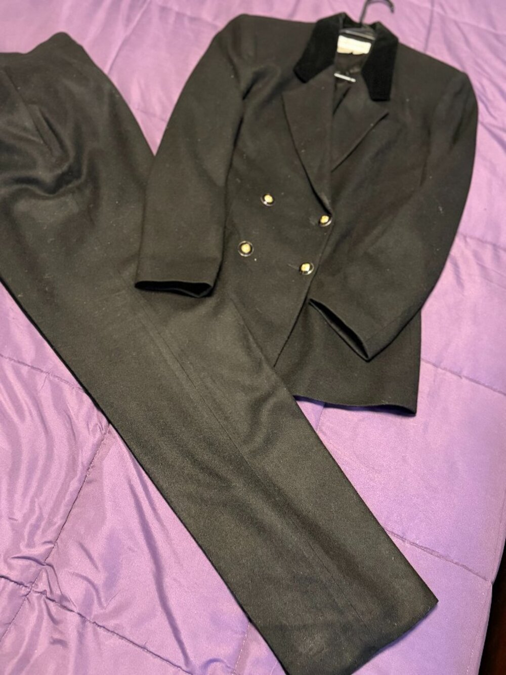 Wool Black Womens Business Pants Suit